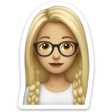 blond girl with glasses and long hair sticker