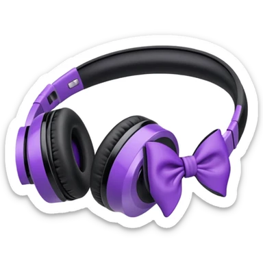 apple air max headphoness with bow on the right side black and purple  sticker