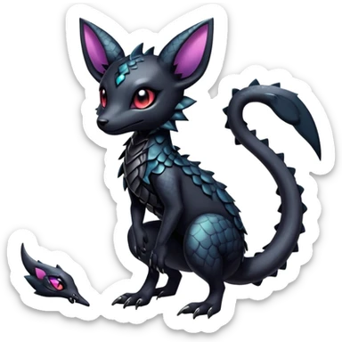 Shiny Dark Cute Majestic Sophisticated Modern Gothic Gloomy Futuristic Scaly Cyber-Salandit-Umbreon-Delcatty-Hybrid (Full body) sticker