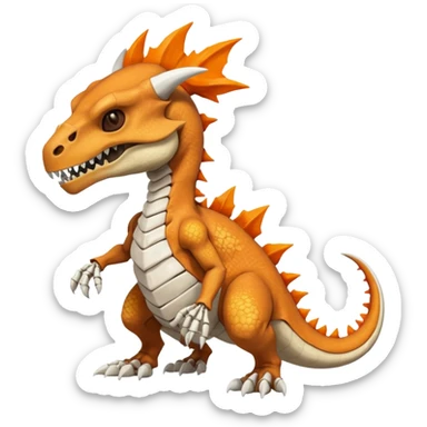 Skeletal white-Skull-mask-faced Cuzard-Cubone-Marowak-Charizard-Fakémon-Pokémon-Fusion, full body sticker