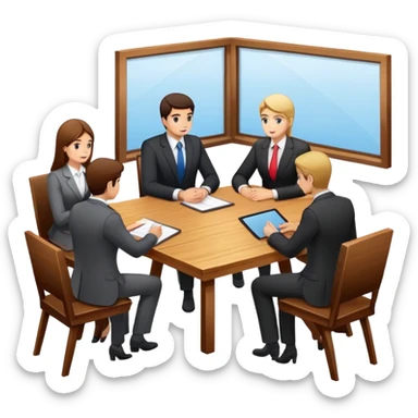 executive committee sitting at a table sticker