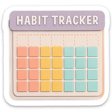 soft pastel gentle habit tracker grid with delicate dotted lines sticker