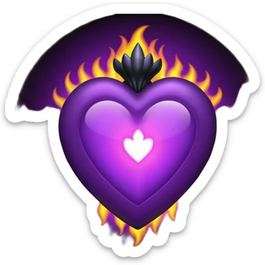 purple heart burns in black fire sticker