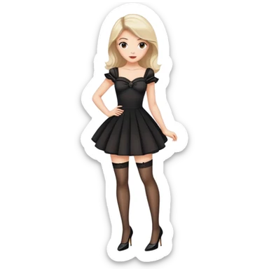 Girl in a cute stylish dress wearing stockings and high heels sticker