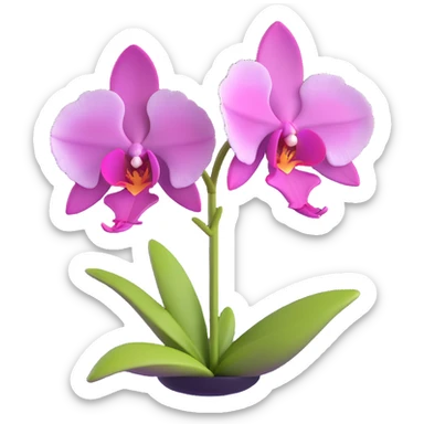 minimal 3D gothic orchid with pink highlight, simple and elegant sticker