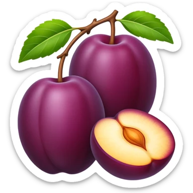 plum fruit, whole and sliced, no text sticker
