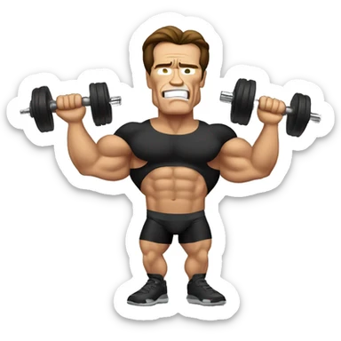 arnold schwarzenegger with dumbbell sticker