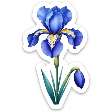 single Sky Blue Iris, straight stem sticker