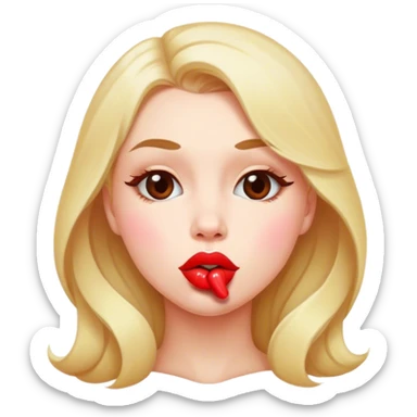 A girl with a kiss sticker