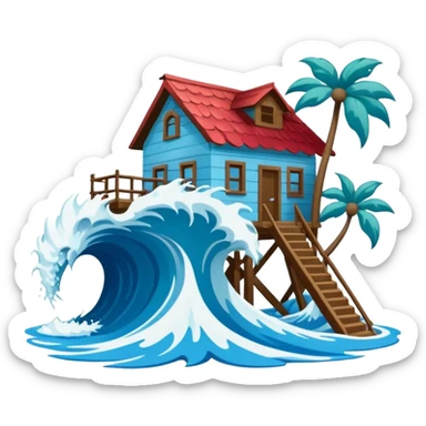 TSUNAMI DESTRUYENDO UNA CASA sticker