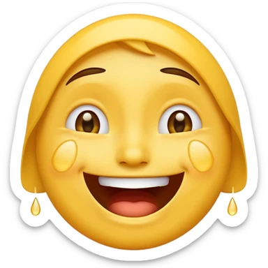 face with tears of joy, laughing expression, classic emoji style sticker