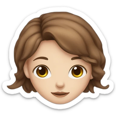 Girl with brown hair blue eyes and cat sticker