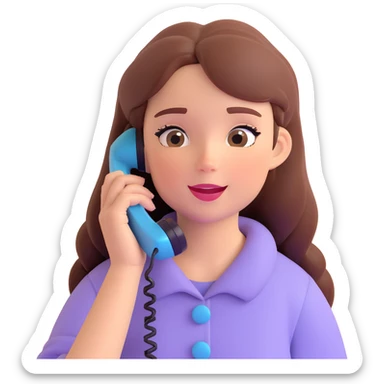 girl talking on phone bedroom background, close up pose sticker