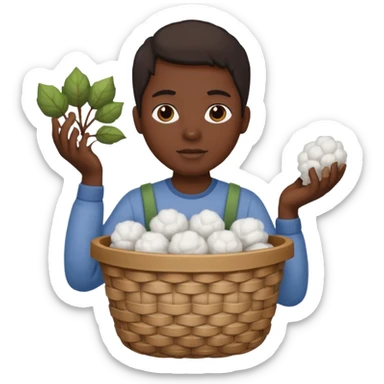 slave holding a basket with cotton sticker