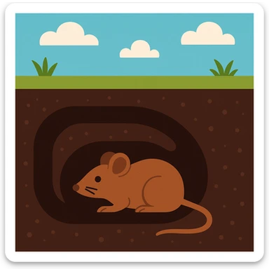 Flat design style mouse under ground sticker