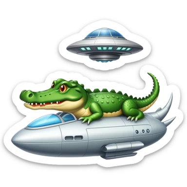 crocodile in a UFO spaceship sticker