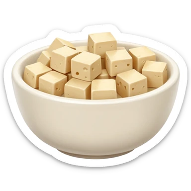 a bowl with tofu cubes sticker
