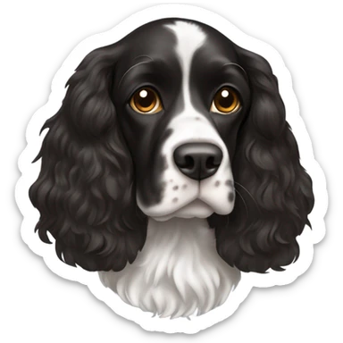 black english cocker spaniel with white neck and brown eyes sticker