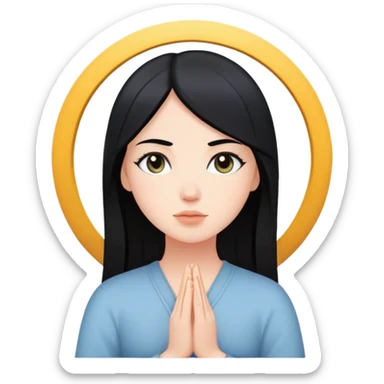 white girl with black hair, peaceful expression, representing inner peace sticker