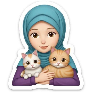 white woman with hijab and cat on her lap sticker