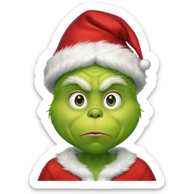 The Grinch with a Santa hat emoji no gray sticker