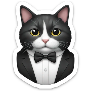 Tuxedo cat in tie sticker