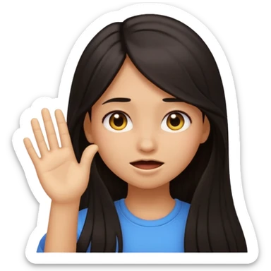 Animated girl dark long hair emoji tapping right side of the head with her hand with duh facial expression  sticker