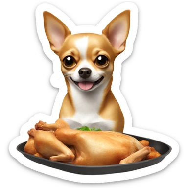 Chihuahua wants to eat roast chicken sticker