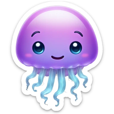 cute kawaii baby jellyfish slightly smile sticker