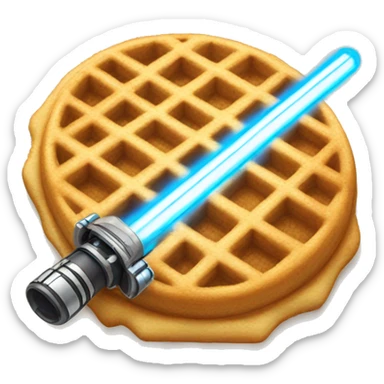 A Cute waffle with a star wars lightsaber sticker