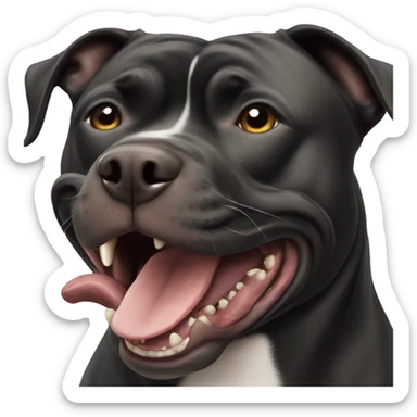 black staffordshire terrier angry barking sticker