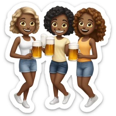 Five girls drinking pints of beer sticker