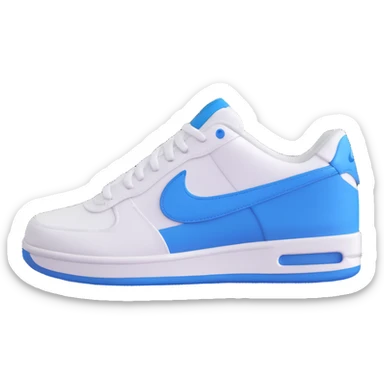 white and blue Nike sneaker, side view, clean and sporty, 3D emoji style sticker