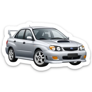 Silver 2004 impreza gd with white wheels  sticker