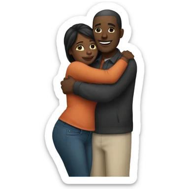 Black woman and white man hugging sticker