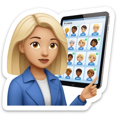 woman UX designer collaborating with team on user journey map sticker