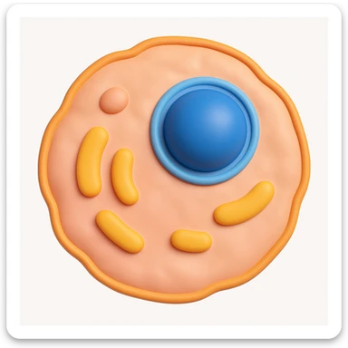 Make the human cell with a prominent nucleus detail in the style of microsoft style 3d fluent emojis sticker