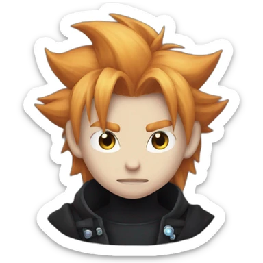 Ginger cloud strife with evil eye. Black clothes sticker