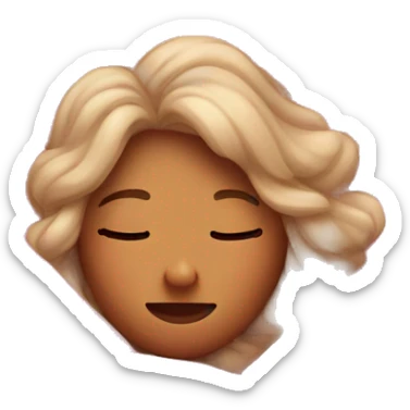 Tan Sleeping princess in pink bed under fluffy covers  sticker