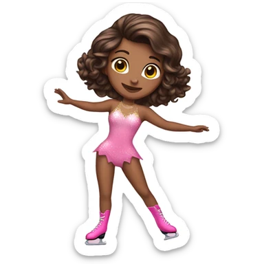 brunette ice skating pink bedazzled bodysuit full body sticker