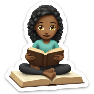 Girl reading book sticker