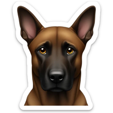 Perro malinois marrón oscuro mirando de frente con orejas levantadas sticker