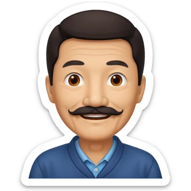 Old Chinese man with dark hair and full mustache sticker