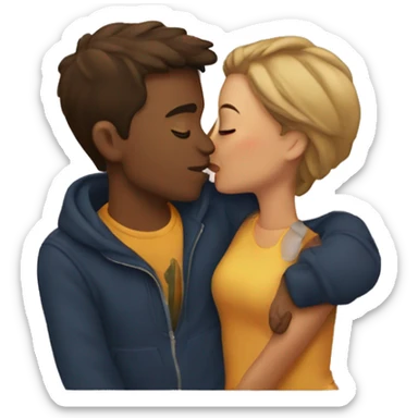 the couple kissing each others sticker