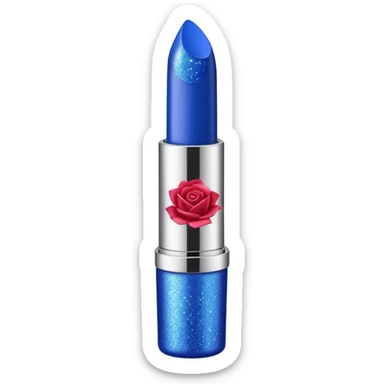 Rose design glittery blue lipstick tube sticker