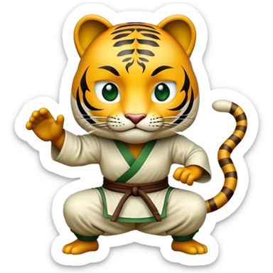 Cinematic Realistic Crouching Tiger, Hidden Dragon Pop Culture Emoji, showcasing a mystical portrayal of ancient martial arts rendered with dynamic textures and epic lighting. sticker