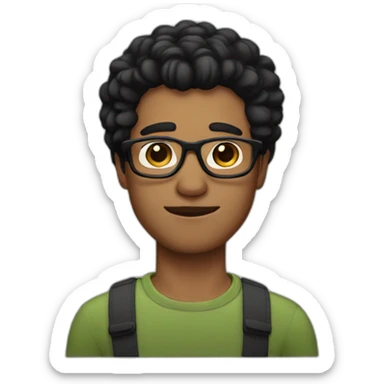 man with square glasses and combed hair with black hair sticker