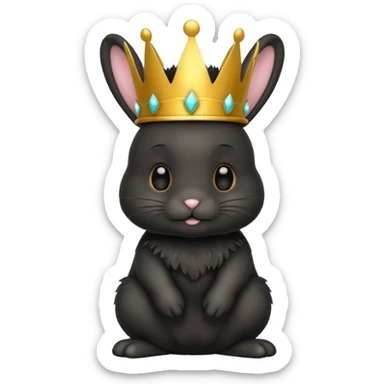 Black bunny with crown sticker