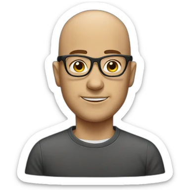 bald man with some hair and glasses sticker