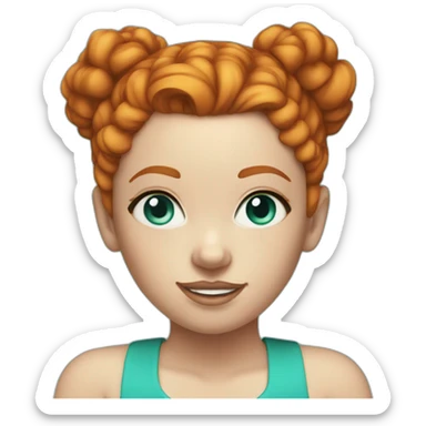 ginger girl with a messy bun, turquoise eyeliner, and turquoise ear rings sticker